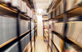 Blurred image of archive bookcases